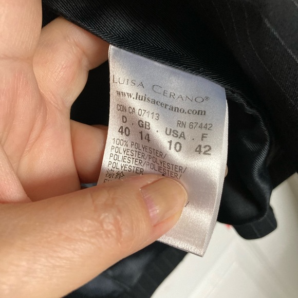 Luisa Cerano Dress Jacket, Blazer,Black, Striped, Two Button, Size 10, NWT, Wool - Picture 9 of 10